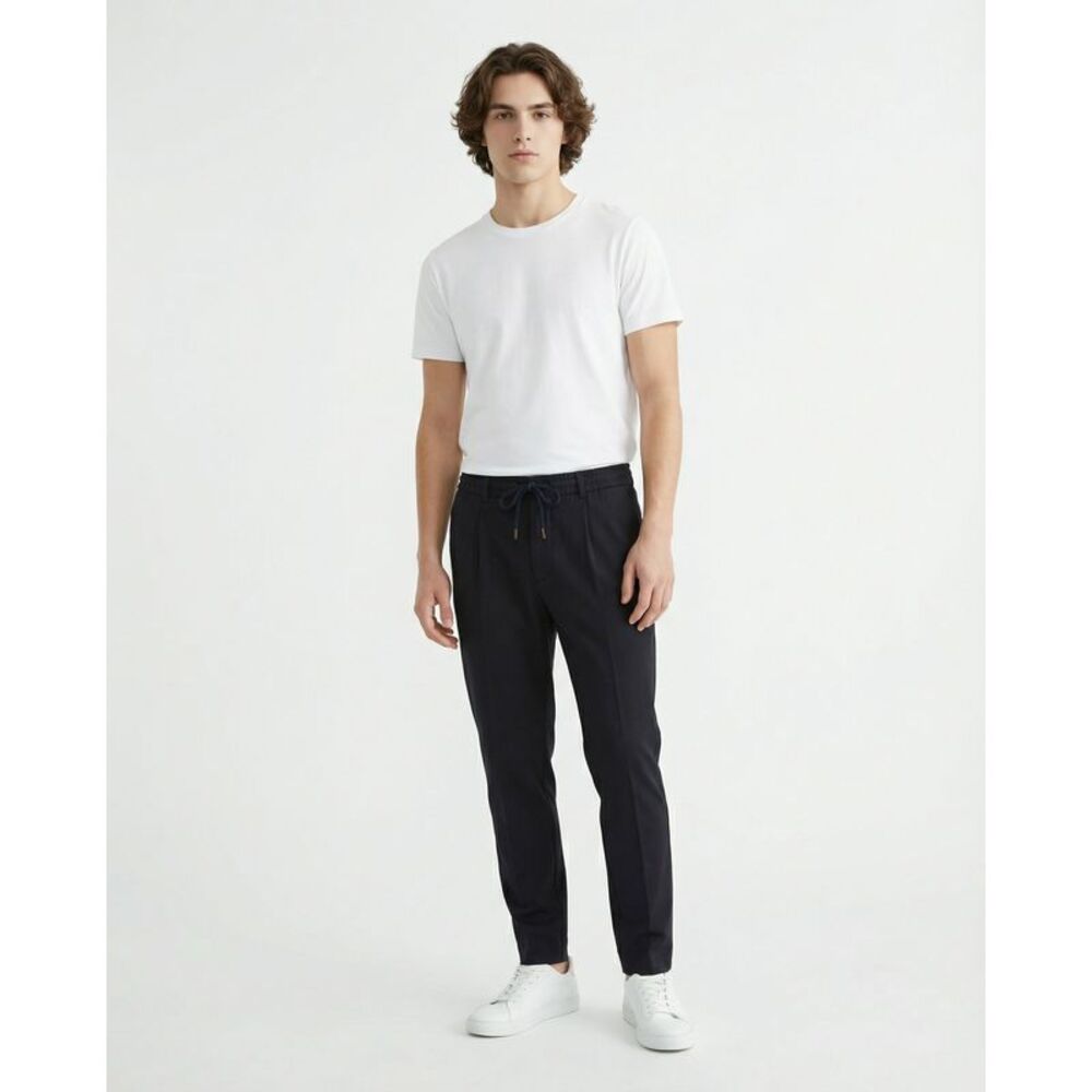 Peserico Navy Blue Wool Casual Men's Pants